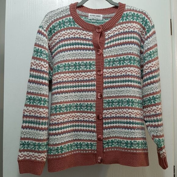 ALFRED DUNNER Button Down Cardigan Sweater Grandma Core Icelandic Large - Picture 1 of 8